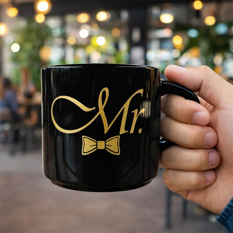 Mr and Mrs Mug Set, Mr Mrs Wedding Gift for Couples, 17 Oz Funny Couple Coffee Mug with Hidden Bottom Design, Newlywed Gift, Bride Groom Present, Anniversary Engagement Gift, His and Hers Mug Mr Mrs Mug