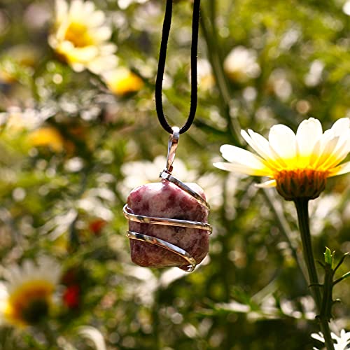AYANA Lepidolite Crystal Necklace – Handmade Ethically Sourced Gemstone Pendant for Women, Libra Zodiac, September Birthstone, Heart & Crown Chakra Alignment
