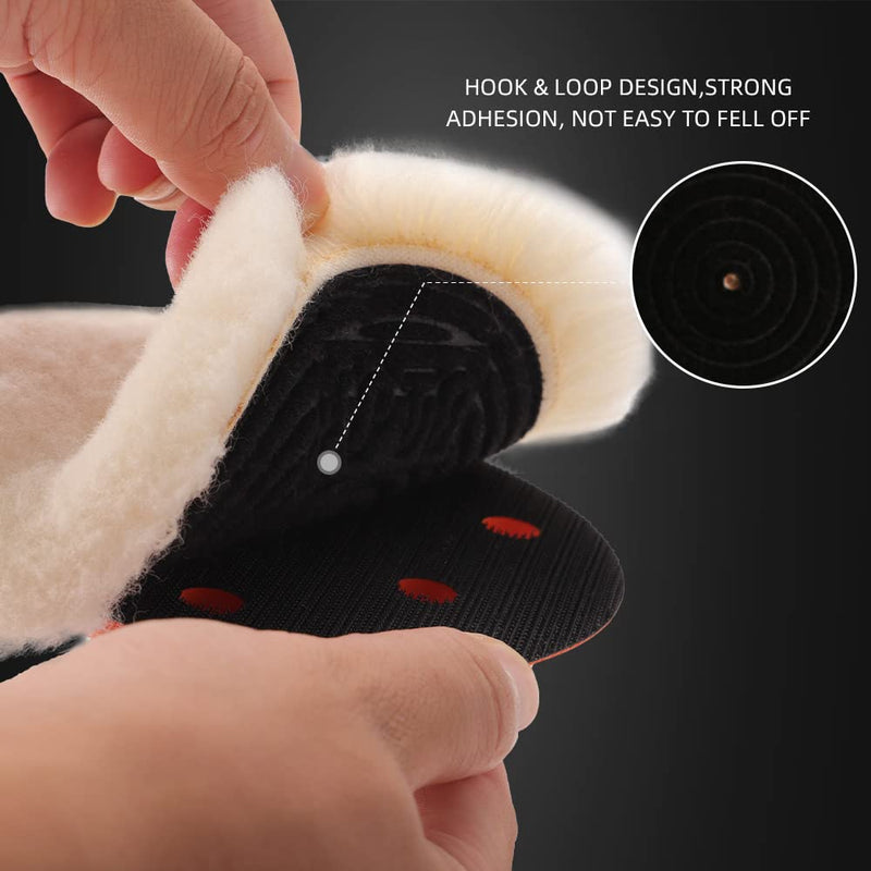 SPTA Wool Buffing Polishing Pads, 3Pcs 5 Inch (125mm) Wool Cutting Pad, Wool Compounding Pad, Buffing and Polishing Pads Buffing Wheel for 5 Inch Car Polisher Compounding, Polishing, Buffing 125mm