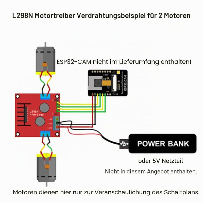 2pcs L298N Motor Driver Board Control Module with 4 TT Motor Kit DC Gear Motor Soldered with 2 Pin Dupont Wire Double Shank DC3-6V 1:48 Ratio 200RPM