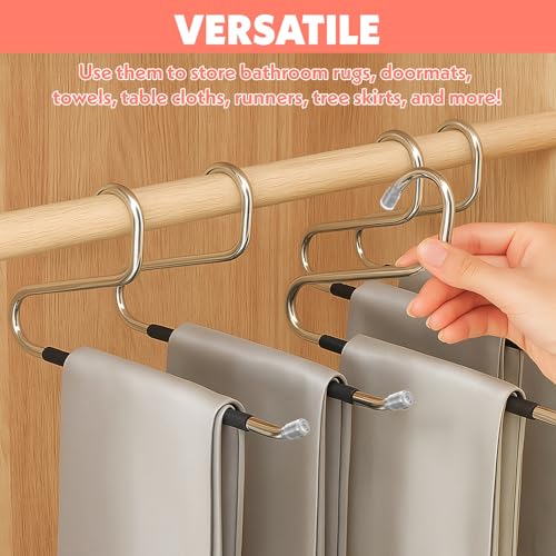 15 Pack Blanket Hangers for Closet, Tablecloth Hangers, Quilt Hanger - Heavy Duty Stainless Steel with Non-Slip Coating (13.5 Inches, Black) 15