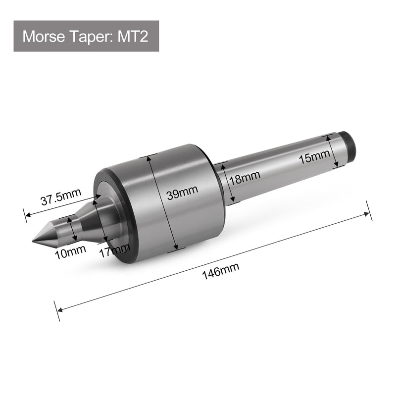 [Australia - AusPower] - MT2 Live Center Long Nose 60° Triple Bearing Morse Taper High Precision Lathe Medium Duty Live Tailstock Center for Wood and Metal Lathe CNC Work(MT2) MT2 