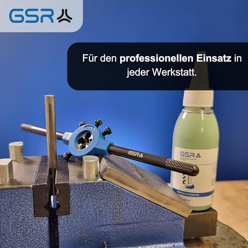 GSR Professional die set, 8 pieces, M3-M12, HSS-G thread cutter for external thread, diameter 25 x 9 mm, with die holder, in metal case, for steel, metal, craft and industry