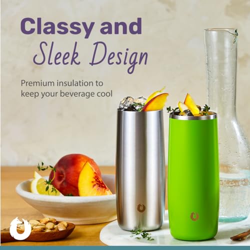SNOWFOX Premium Vacuum Insulated Stainless Steel Cocktail Glass / Drink Tumbler, Set of 2, Drinks Stay Icy Cold, Thermal Highball Glasses, Elegant Home Entertaining, Classic Barware, 14.5 oz 14.5 Ounces