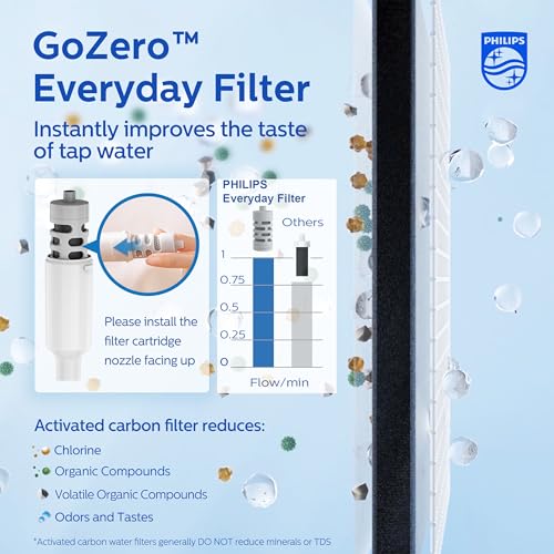 PHILIPS Filtered Water Bottle Stainless Steel Travel Keeps Cold 32oz Green Green-Stainless 32 Ounces