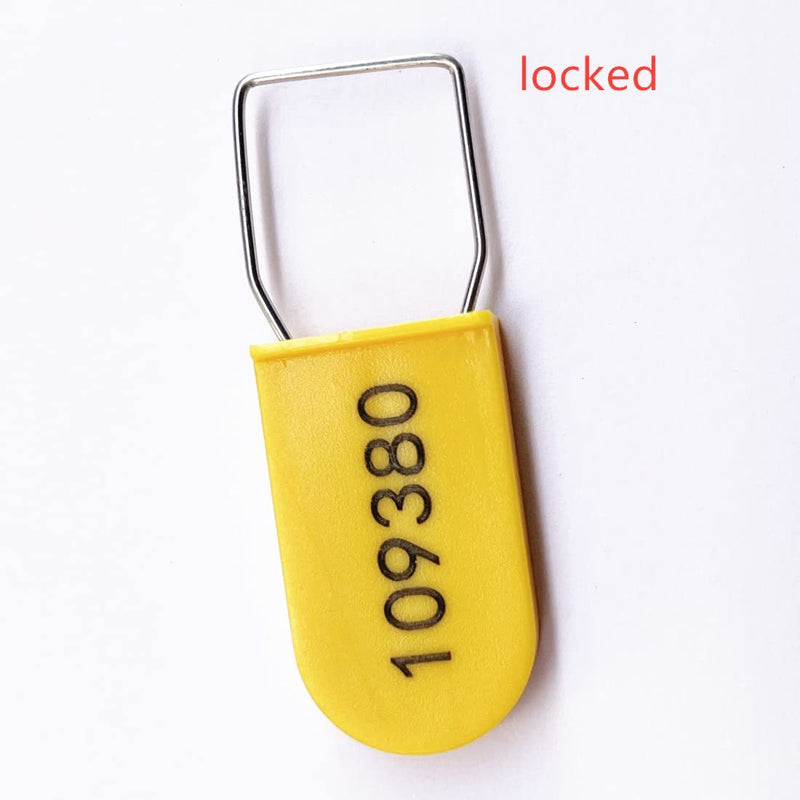 Numbered Plastic Padlocks Security Seals with Metal Wire Tamper Seal Tag Locks Yellow (Pack of 100) 100pcs