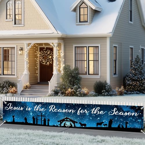 HOMETITUTE Jesus Is the Reason Banner Season Decor 118 x 19.68 Inch Three Kings Day Banner#003