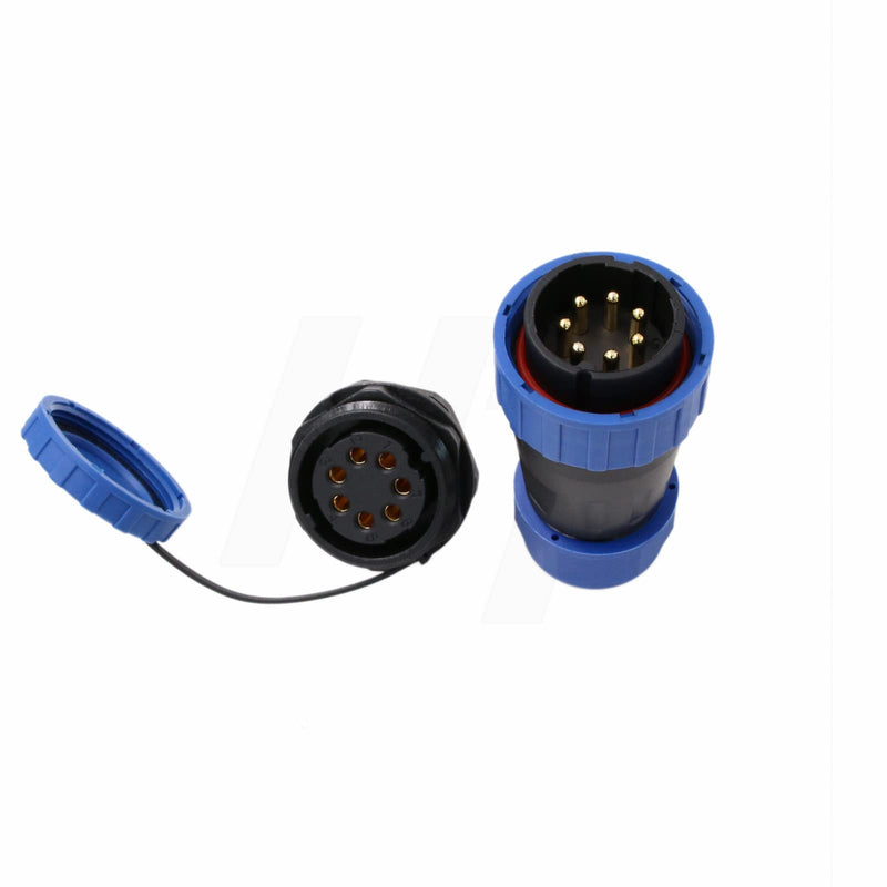 [Australia - AusPower] - TY28 7 Pin 25A Circular Waterproof Connector Screw Crimp Solder-Free Male Female Cable Plug Socket Quick-Disconnect for Outdoor Marine Power Device Panel Mount 