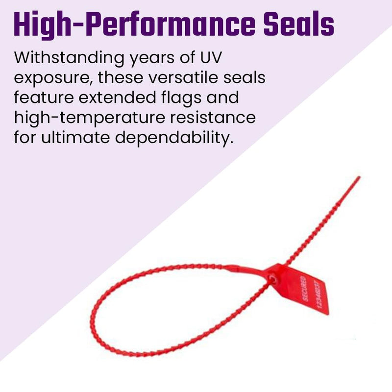 [Australia - AusPower] - Beaded Pull Tight Security Seals - Adjustable, UV Resistant, High-Density Polyethylene Seals for Secure Locking - 15" Length, 100-Pack, Red 15" (100 Pack) 