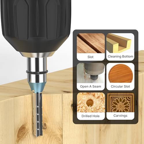 HUHAO TCT straight router bit with 1/2-inch shank, 3 flutes, and 38mm cutting depth for wood CNC milling