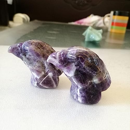 Natural Amethyst Healing Crystal Prayer Guardian Eagle Statue,2 Inchs Carving Pocket Palm Stone Figurines Decoration Purple-amethyst 2 Inchs