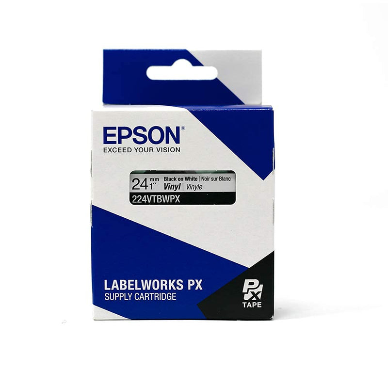 LABELWORKS 224VTBWPX Tape Cartridge - Black on White Flexible and Durable Vinyl Industrial Label Maker Tape - 1" (24MM) Wide, 22.9 ft 24mm