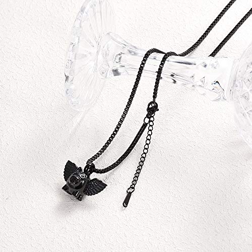 XSMZB Flying Pig Cremation Jewelry for Ashes Cute Pig Urn Necklace for Pet/Human Funeral Keepsake Pendant Hold Ashes Black