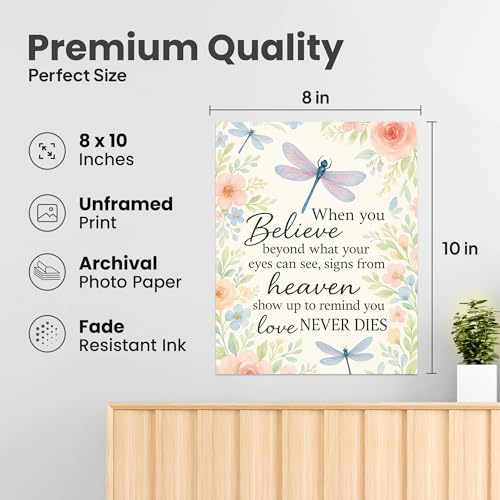 ZUKIY Dragonfly Design from Heaven Wall Art - 8x10 Unframed Motivational Print - Dragonfly Decor for Home Office Classroom - Inspirational Pictures for Women Men - Gift for Birthday Graduation