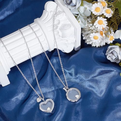Pet Hair Memorial Necklace Stainless Steel Fur Ashes Keepsake Necklace Clear Glass Locket Necklaces Heart Charm Cat Dog Urn Picture Memorial Jewelry for Women Men Personalised Gift