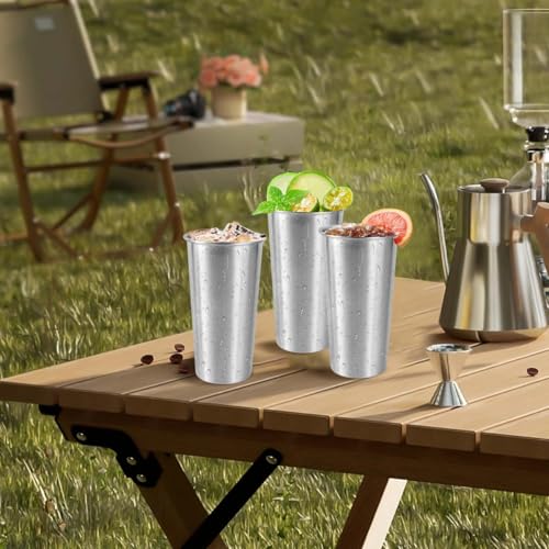 KISEER 10 Pack 20 Ounce Stainless Steel Pint Cups Shatterproof Cup Tumblers Unbreakable Metal Drinking Glasses for Bar, Home, Restaurant 20oz-10 Pack