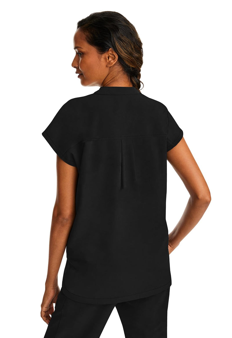 [Australia - AusPower] - Healing Hands Women's Scrub Top Relaxed Fit Journey Top - 2 Pockets with Knit Details, Dolman Sleeve and Rounded Hem - 2152 Medium Black 