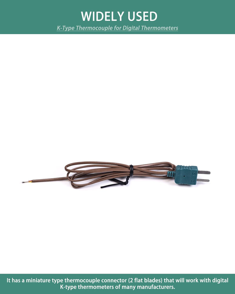 [Australia - AusPower] - K Type Thermocouple Probe, High Accuracy K Type Mini-Connector Thermocouple Temperature Probe Sensor, 1 Meter Long Measure Range -40°C~260°C (-40°F~500°F) 