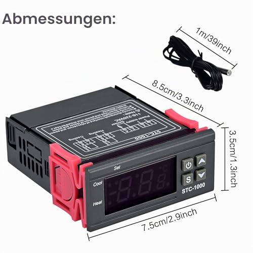 STC-1000 Digital Temperature Controller Celsius 110-220V Heating Cooling Regulator/with 36" NTC Sensor Probe