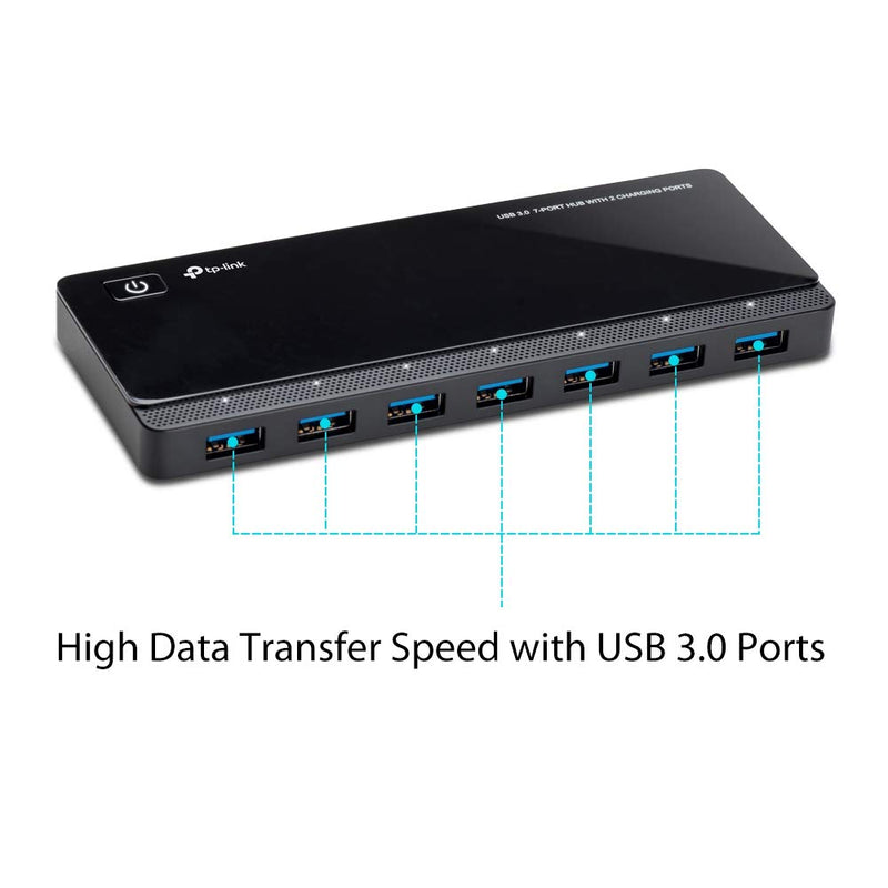 [Australia - AusPower] - TP-Link Powered USB Hub 3.0 with 7 USB 3.0 Data Ports and 2 Smart Charging USB Ports. Compatible with Windows, Mac, Chrome & Linux OS, with Power On/Off Button, 12V/4A Power Adapter(UH720) 7 Port + 2 Charging Port 