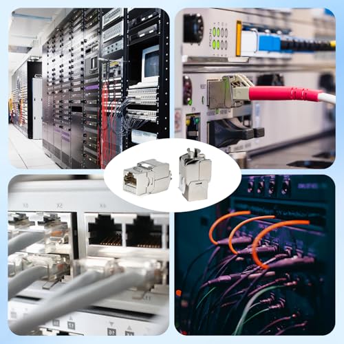 2x Keystone RJ45 Module Cat 7, RJ45 Socket Tool-free up to 10 Gbit/s and 1000 MHz, Keystone Module Fully Shielded STP, LAN Socket for Patch Panel, Network Socket, Compatible with Cat 6a, Cat 7, Cat 8