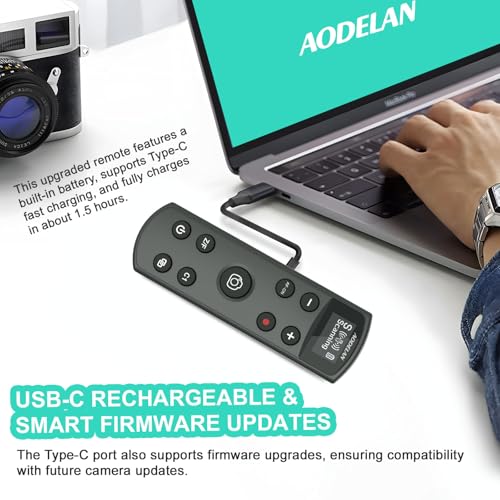 Remote Control for Sony Camera,USB-C Rechargeable Wireless Shutter Release Black Display Remote Control for Sony