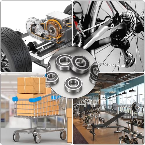 sourcing map 60/28-2RS Deep Groove Ball Bearing, 2pcs 28 x 52 x 12mm Chrome Steel Bearing, Double Rubber Sealed (ABEC 5, ZV4) 60/28-2RS 28mm x 52mm x 12mm 2