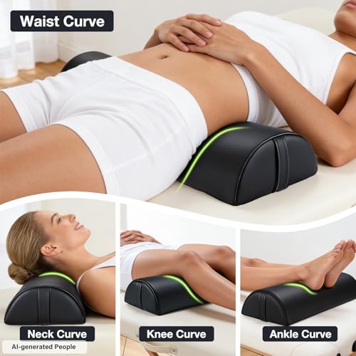 Upgraded Large Massage Bolsters for Under Legs, 24x8x4 in Half Moon Pillow Large Black - 24x8x4 in - Pu Leather