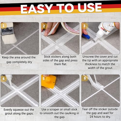 Galitoon tile grout repair kit, 2-pack white grout filler for bathroom, shower, kitchen, and floor tile joints