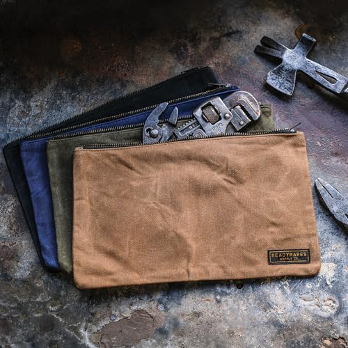 Readywares 4-pack of small waxed canvas zipper pouches for organizing tools and accessories
