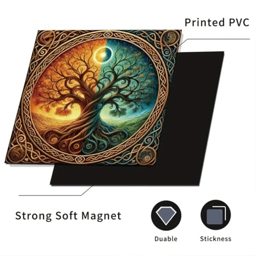 2D Flat Celtic Tree of Life Sun and Moon Dishwasher Cover 23x26 Inch Day and Night Panel Decal Washer Refrigerator Door Cover Kitchen Appliance Decorative Spiritual Symbolic Home Decor Style 2