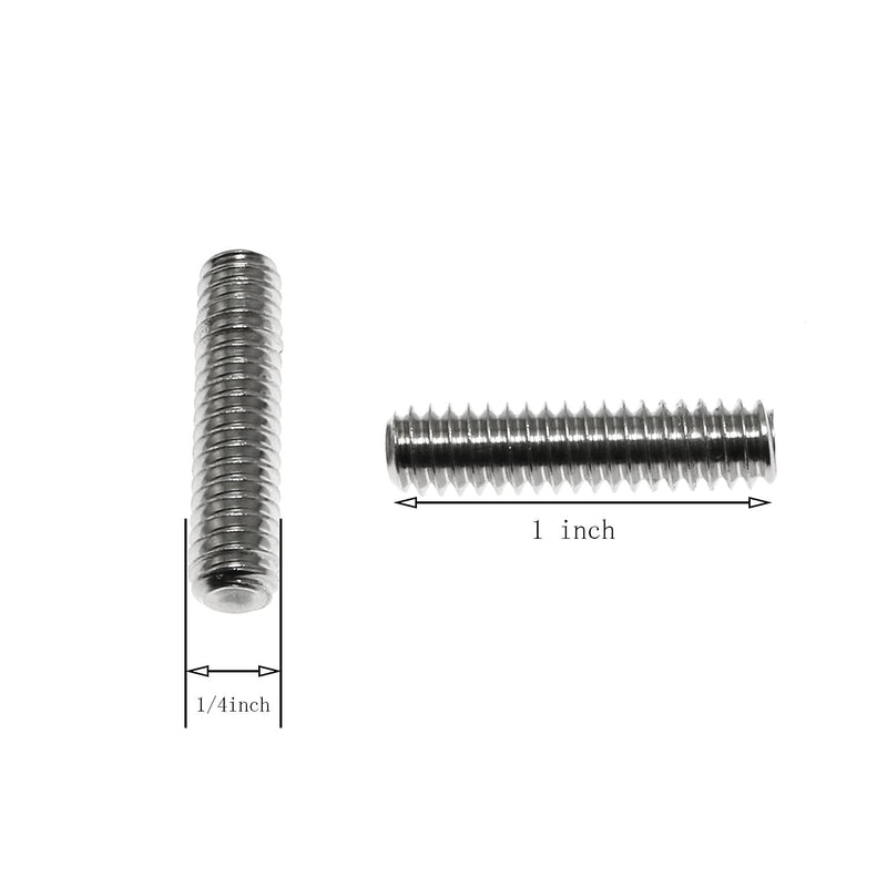 [Australia - AusPower] - BAIRONG 10pcs 304 Stainless Steel Allen Head Hex Hexagon Socket Flat Point Set Screw End Grub Headless Bolt 1/4-20 x 1" with Hex Drive Wrench 1/4-20 x 1 Inch 