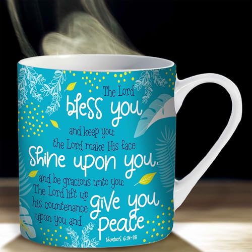 Christian Mug with Gift Box, Bless You (Teal), Bible Verse Numbers 6:24-26