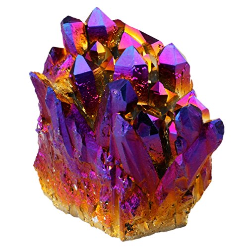 SUNYIK Purple Titanium Coated Quartz Crystal Cluster Druzy Point