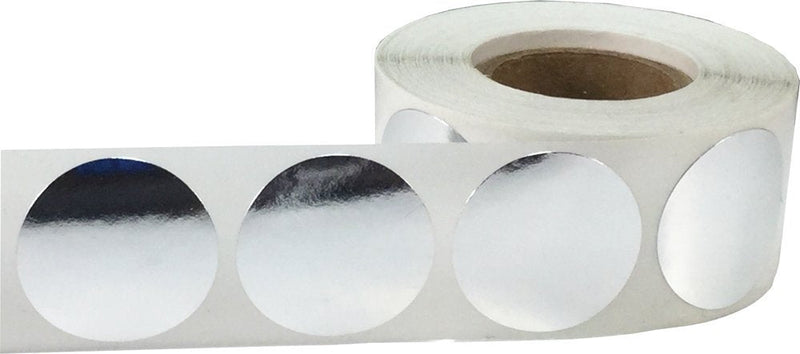 Metallic Silver Color Coding Labels for Organizing Inventory – 1 Inch Round Circle Dots, 500 Total Adhesive Stickers on a Roll – Metallic Plastic – Made in the USA Metallic Silver