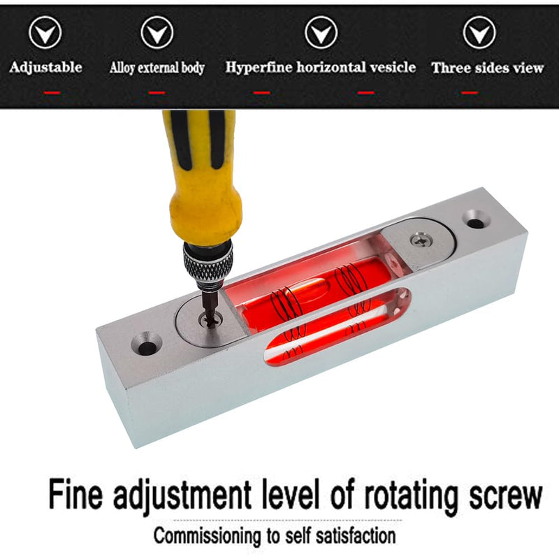 [Australia - AusPower] - UMEI Rectangular Adjustable Level Instrument with Holes, Aluminum Alloy Metal Adjustable Liquid Level Level Bubble, Luminous demagnetization, Length 120mm, Hole spacing 100mm (red) Red 