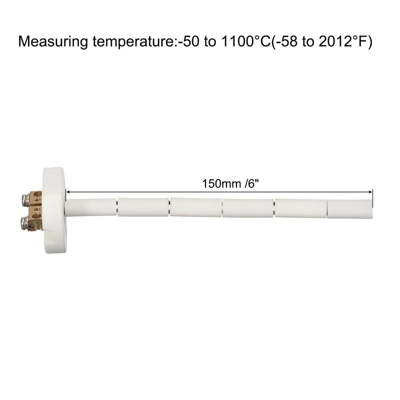 [Australia - AusPower] - MECCANIXITY 6" K Type Ceramic Kiln Furnace Probe Thermocouple Sensor for Muffle Furnace Oven, High Temperature -50 to 1100°C 2x150mm 