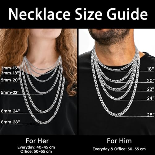 Men's Cross Necklace, Gold/Silver/Black Chain with Cross Pendant, Christianity Jewellery, Stainless Steel Small-silver 50 Centimetres