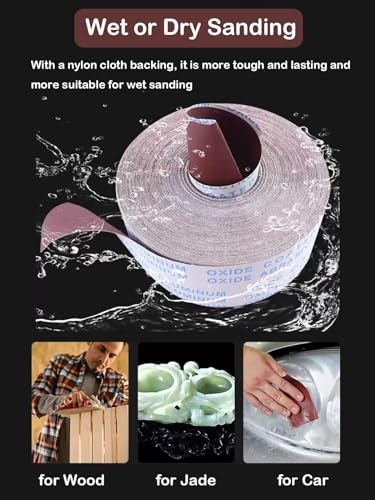 HL-YMXQ emery cloth roll sanding sheets with dispenser, 6 grits for wet sanding metal, automotive, furniture, and wood
