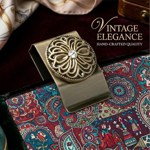 Tapestry and Quilt Hangers 4 Pack, Heavy Duty Metal with Glass Stone Accents, Dual-Anchor Anti-Tilt for Delicate Fabrics Display (Bronze) Bronze