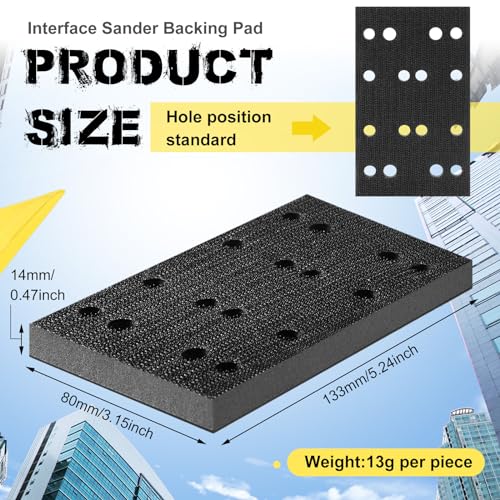Dimsile 8-piece soft black foam sanding disc backing pads for interface sander, shown stacked