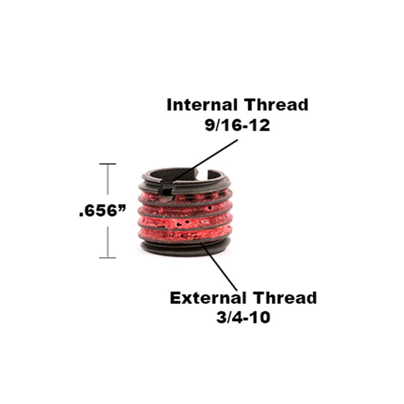 [Australia - AusPower] - E-Z Lok Externally Threaded Insert, C12L14 Carbon Steel, Meets AISI 12L14, 9/16"-12 Internal Threads, 3/4"-10 External Threads, 0.656" Length, Made in US (Pack of 5) 