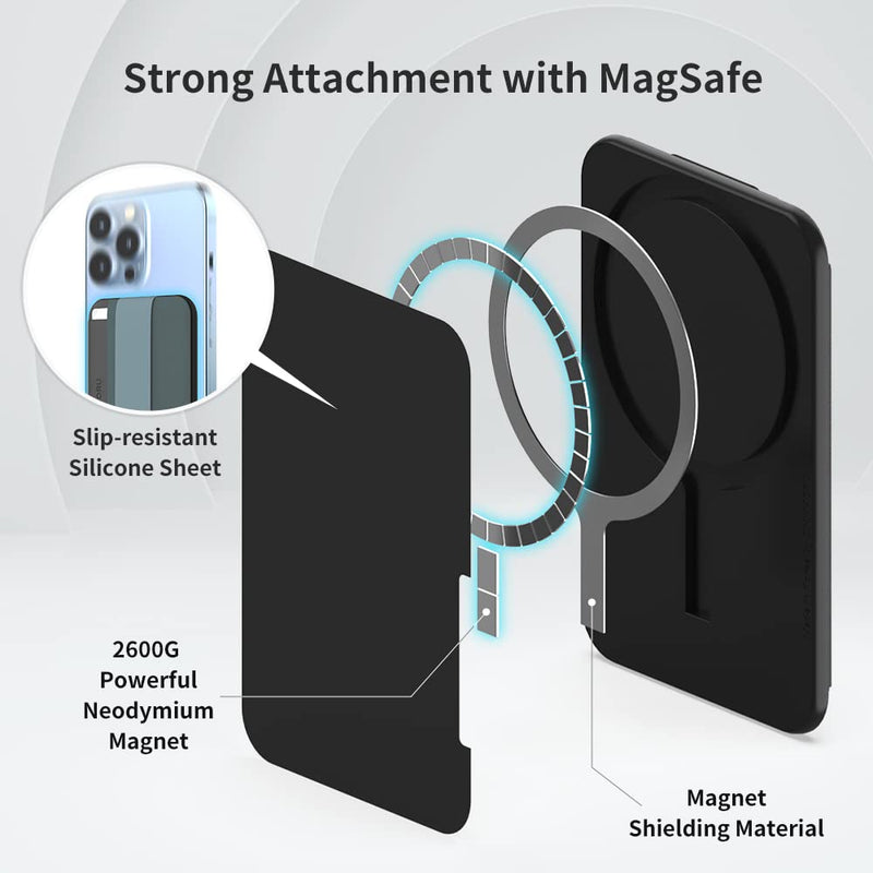 [Australia - AusPower] - Sinjimoru Magnetic Wallet for iPhone, Magnetic Card Holder with Flap - Anti-slip for Cards, for MagSafe Wallet with Grip, Compatible with iPhone 15/14/13/12 Series. M-Band Black 