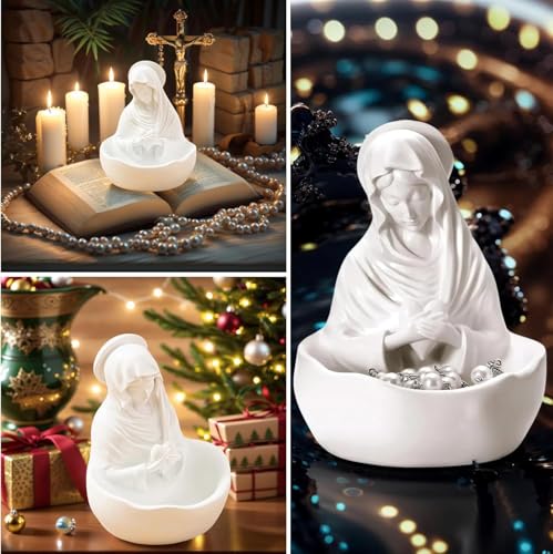 Our Lady of Grace Statue Virgin Mary Keepsake Rosary Holder 5 inches