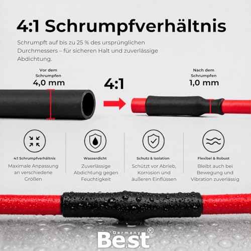 Heat Shrink Tube 2 m Diameter 20 mm 4:1 Inner Adhesive Waterproof Black PVC | 4:1 shrinkage ratio for strong shrinkage and perfect adaptation to cables, wires and electrical connections. 2m Ø20mm