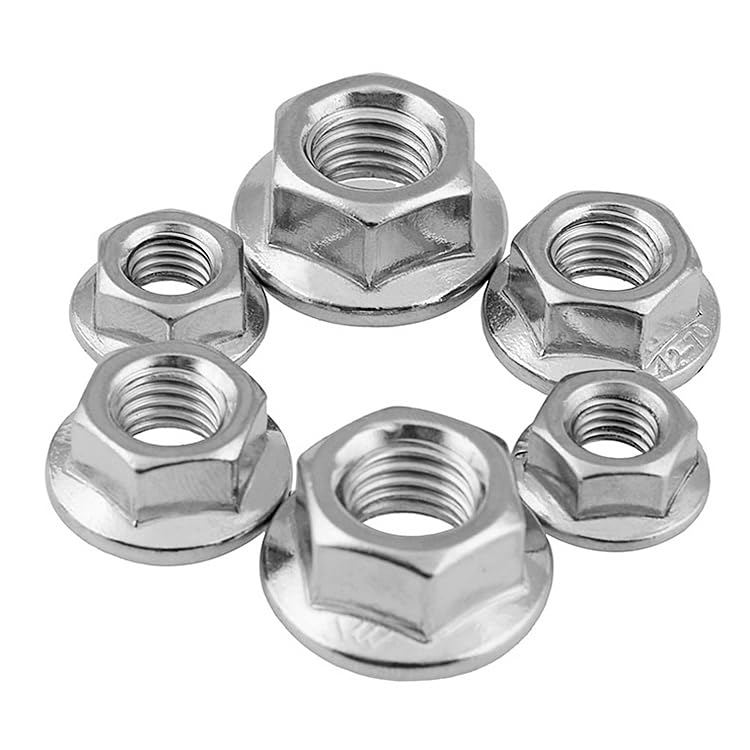 [Australia - AusPower] - M6 Serrated Flange Nuts (25 Pieces), M6x1.0 Pitch Hex Flange Lock Nut, 18-8 Stainless Steel Metric Hexagonal Lock Nut, Bright Finish, Full Thread,UNC M6-1.0mm(25pcs) 