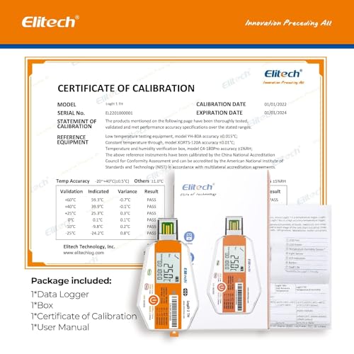 Elitech Temperature Data Logger Single Use Temperature Recorder PDF Report USB Temperature Logger 16000 Points WHO PQS LogEt1 1Pack LogEt1:Temp 1