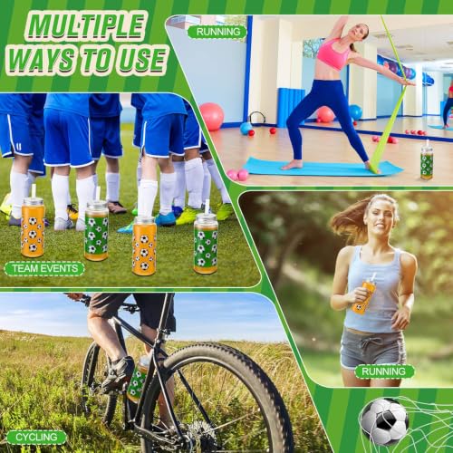 Maxdot 24 Pack 14.2 OZ Soccer Plastic Cups with Lid Straw