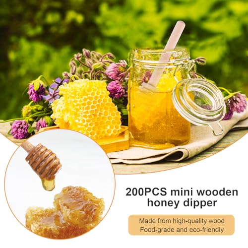 200Pcs Honey Dipper Sticks, 3 Inch Portable Mini Honey Stirrer Stick Honeycomb Dipper for Tea Charcuterie Drizzle Jar Wedding Party Favors 200