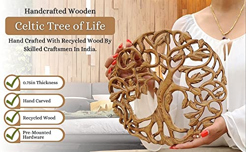 DharmaObjects Handcrafted Wooden Celtic Tree Of Life Wall Decor Hanging Art (Brown) Brown